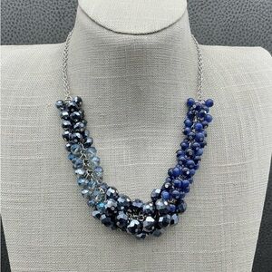 Elegant Blue and Silver Beaded Necklace